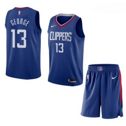 Clippers 13 Paul George Blue City Edition Nike Swingman Jersey 28With Shorts