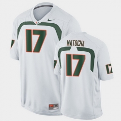 Men Miami Hurricanes Peyton Matocha Game White College Football Jersey