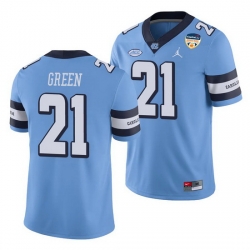 North Carolina Tar Heels Elijah Green Carolina Blue 2021 Orange Bowl Game Jersey