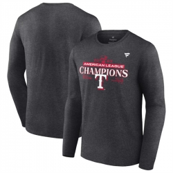 Men Texas Rangers 2023 Heather Charcoal Champions Locker Room Long Sleeve T Shirt