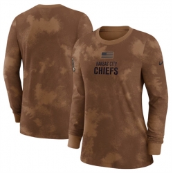 Women Kansas City Chiefs Brown 2023 Salute To Service Long Sleeve T Shirt