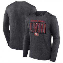 Men San Francisco 49ers Heather Charcoal Super Bowl LVIII Local Team Long Sleeve T Shirt