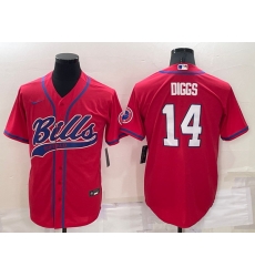 Men Buffalo Bills 14 Stefon Diggs Red Cool Base Stitched Baseball Jersey