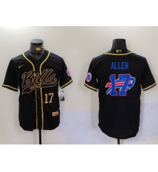 Men Buffalo Bills 17 Josh Allen Black Cool Base Stitched Baseball Jersey 7