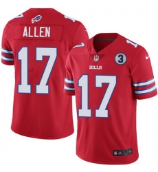 Men Buffalo Bills 17 Josh Allen Red With NO 3 Patch Vapor Untouchable Limited Stitched NFL Jersey