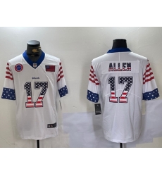 Men Buffalo Bills 17 Josh Allen White 2019 USA Flag Fashion Limited Stitched Football Jersey 2