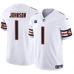 Men Chicago Bears 1 Jaylon Johnson White 2024 F U S E  With 1 Star C Patch Vapor Untouchable Limited Stitched Football Jersey