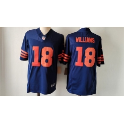 Men Chicago Bears 18 Caleb Williams Navy 2024 Draft Color Rush F U S E  Vapor Stitched Football Jersey