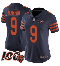 Women Chicago Bears 9 Jim McMahon Limited Navy Blue Rush Vapor Untouchable 100th Season Football Jersey 