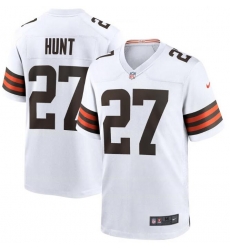 Men Cleveland Browns Kareem Hunt 27 White Brown 2021 Draft Jersey