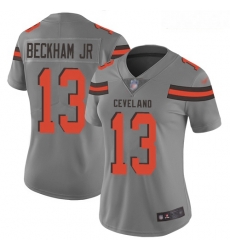 Browns #13 Odell Beckham Jr Gray Women Stitched Football Limited Inverted Legend Jersey