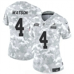 Women Cleveland Browns 4 Deshaun Watson 2024 F U S E Arctic Camo Salute To Service Limited Stitched Jersey