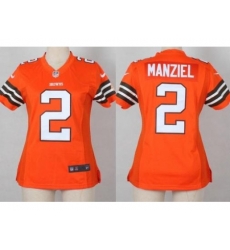 Women Nike Cleveland Browns #2 Johnny Manziel Orange NFL Jerseys