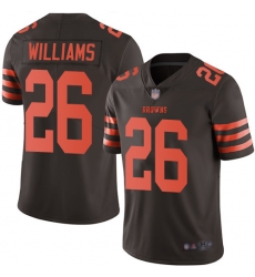 Browns 26 Greedy Williams Brown Youth Stitched Football Limited Rush Jersey