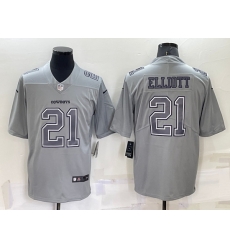 Men Dallas Cowboys 21 Ezekiel Elliott Grey Atmosphere Fashion Stitched Game Jersey