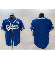 Men Dallas Cowboys Blank Royal With Patch Cool Base Stitched Baseball Jersey 1