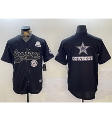 Men Dallas Cowboys Team Big Logo Black With Patch Cool Base Stitched Baseball Jersey 13