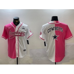 Men Dallas Cowboys big logo Red White With Patch Cool Base Stitched Baseball Jersey 9