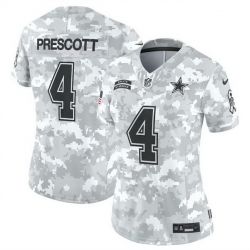 Women Dallas Cowboys 4 Dak Prescott 2024 F U S E Arctic Camo Salute To Service Limited Stitched Football Jersey