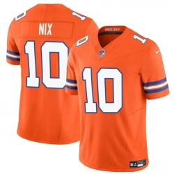 Youth Denver Broncos 10 Bo Nix Orange F U S E  Mile High Collection 1977 Throwback Vapor Limited Stitched Football Jersey