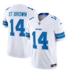 Men Detroit Lions 14 Amon Ra St  Brown White 2024 F U S E  Vapor Limited Stitched Jersey