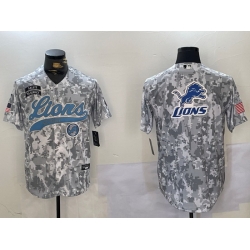 Men Detroit Lions Team Big Logo 2024 Arctic Camo Salute To Service Stitched Baseball Jersey 1