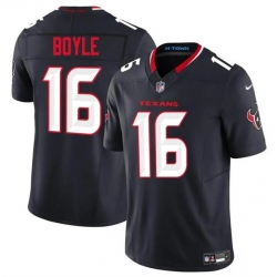 Men Houston Texans 16 Tim Boyle Navy 2024 Vapor F U S E  Limited Stitched Jersey