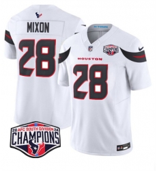 Men Houston Texans 28 Joe Mixon White F U S E  2024 AFC South Division Champions Vapor Limited Stitched Football Jersey