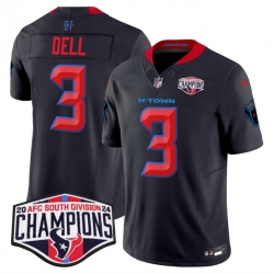 Men Houston Texans 3 Tank Dell Navy 2nd Alternate F U S E  2024 AFC South Division Champions Vapor Limited Stitched Football Jersey