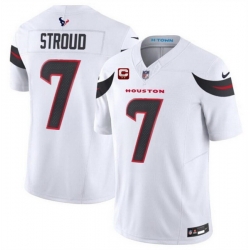 Men Houston Texans 7 C J  Stroud White 2024 Vapor F U S E  With 2 Star C Patch Limited Stitched Jersey