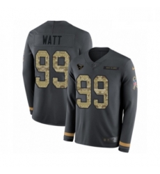 Men Nike Houston Texans 99 JJ Watt Limited Black Salute to Service Therma Long Sleeve NFL Jersey