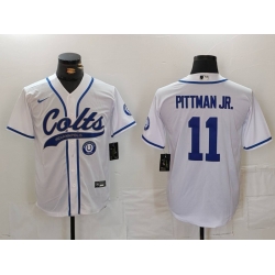 Men Indianapolis Colts 11 Michael Pittman Jr  White Cool Base Stitched Baseball Jersey 1