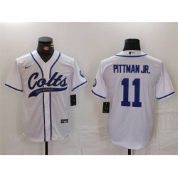 Men Indianapolis Colts 11 Michael Pittman Jr  White Cool Base Stitched Baseball Jersey