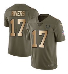 Nike Colts 17 Philip Rivers Olive Gold Men Stitched NFL Limited 2017 Salute To Service Jersey