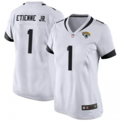 Women Jacksonville Jaguars 1 Travis Etienne JR White 2024 Prowler Throwback Vapor Limited Stitched Football Jersey