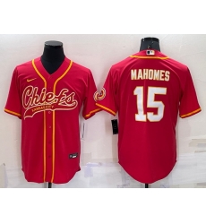 Men Kansas City Chiefs 15 Patrick Mahomes Red Cool Base Stitched Baseball Jersey