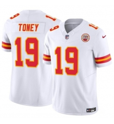 Men   Kansas City Chiefs 19 Kadarius Toney White 2023 F U S E  Vapor Untouchable Limited Stitched Jersey