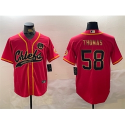 Men Kansas City Chiefs 58 Derrick Thomas Red Gold Cool Base Stitched Baseball Jersey