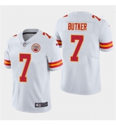 Men Kansas City Chiefs 7 Harrison Butker White Vapor Untouchable Limited Stitched Jersey