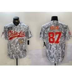 Men Kansas City Chiefs 87 Travis Kelce 2024 Arctic Camo Salute To Service Stitched Baseball Jersey 1