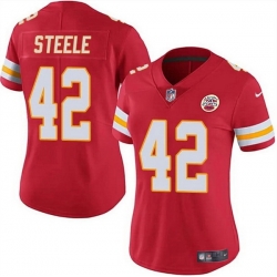 Women Kansas City Chiefs 42 Carson Steele Red Vapor Untouchable Limited Stitched Jersey