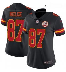 Womens Nike Kansas City Chiefs 87 Travis Kelce Limited Black Rush Vapor Untouchable NFL Jersey