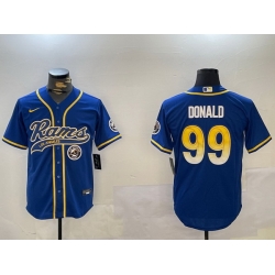 Men Los Angeles Rams 99 Royal Cool Base Stitched Baseball Jersey 3