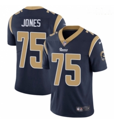 Men Nike Los Angeles Rams #75 Deacon Jones Navy Blue Team Color Vapor Untouchable Limited Player NFL Jersey