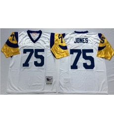 Mitchell&Ness Rams 75 Deacon Jones White Throwback Stitched NFL Jersey