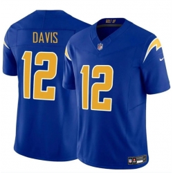 Men Los Angeles Chargers 12 Derius Davis Royal 2024 F U S E Vapor Limited Stitched Football Jersey