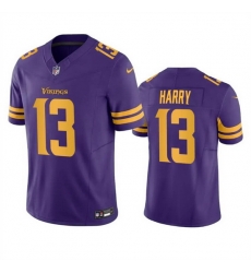 Men Minnesota Vikings 13 N 27Keal Harry Purple 2023 F U S E  Color Rush Limited Stitched Jersey