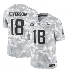 Men Minnesota Vikings 18 Justin Jefferson 2024 Arctic Camo Salute To Service Limited Stitched Football Jersey