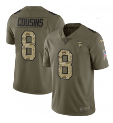 Mens Nike Minnesota Vikings 8 Kirk Cousins Limited Olive Camo 2017 Salute to Service NFL Jersey