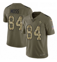 Mens Nike Minnesota Vikings 84 Randy Moss Limited OliveCamo 2017 Salute to Service NFL Jersey